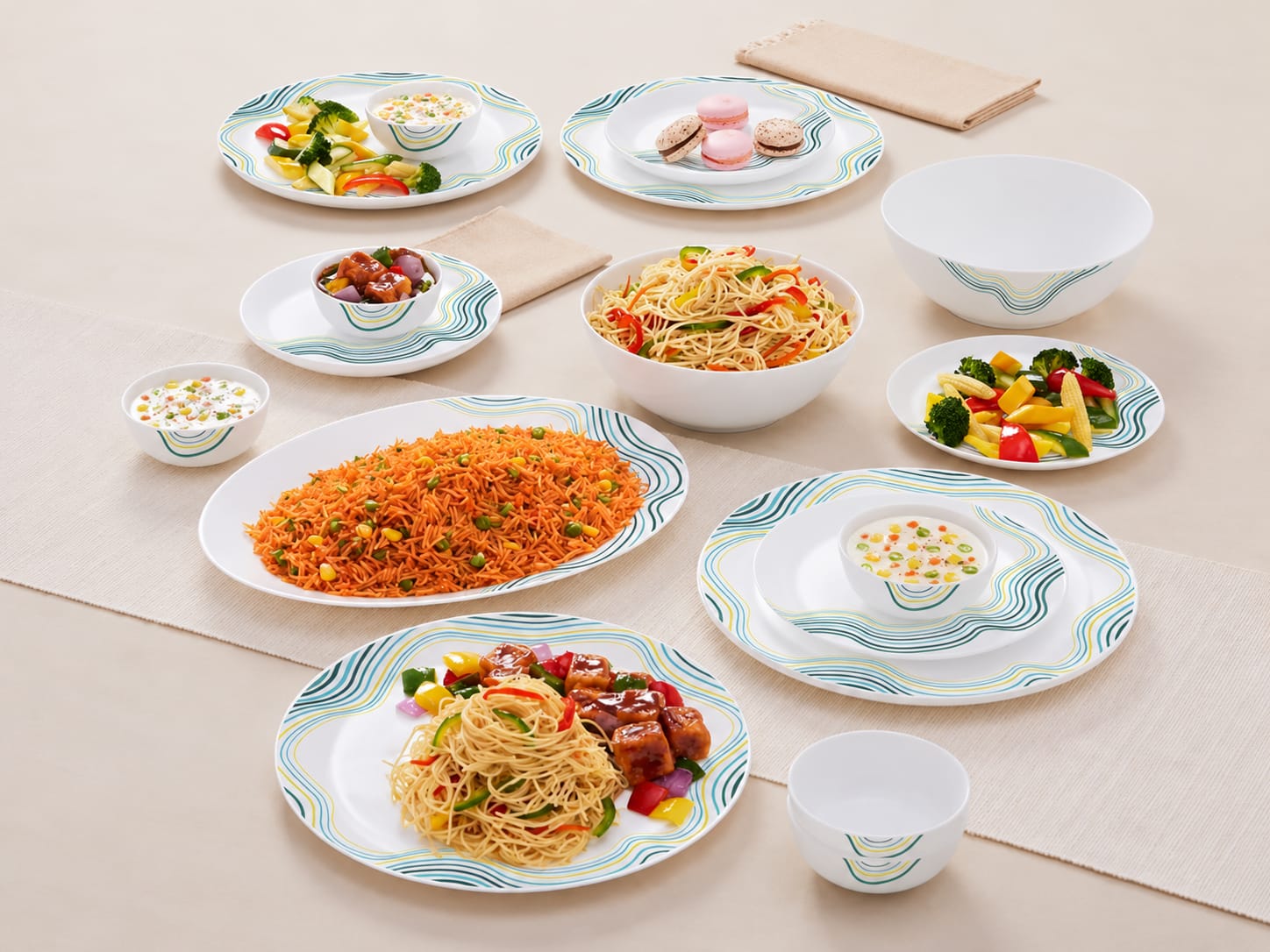 La Opala / Borosil Moon Mia Dinner Set – 21 Pieces